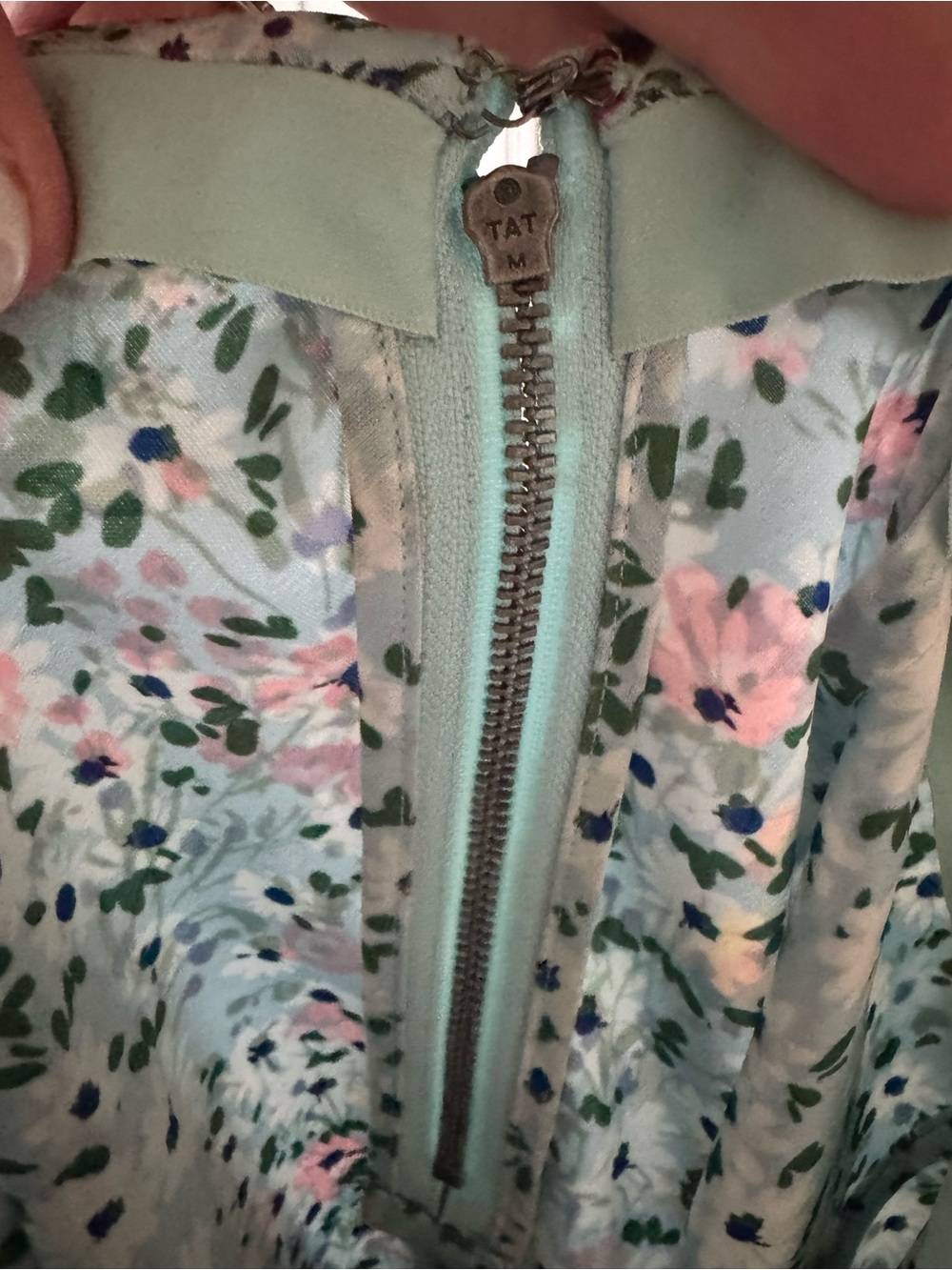 Alice + Olivia Silk Pastel Blue Floral Midi Skirt with Multi-Color Border - Picture 5 of 5